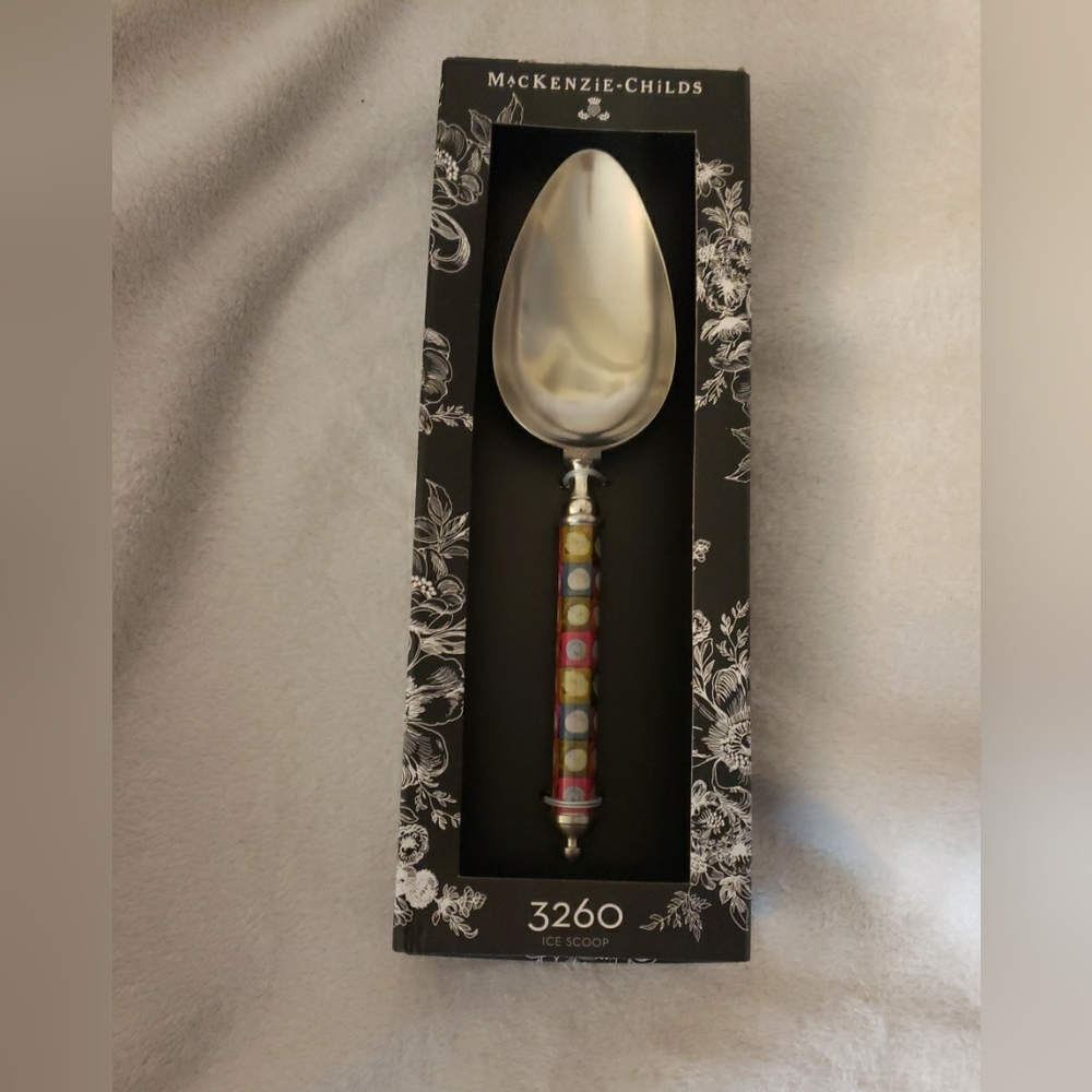 MacKenzie-Childs #3260  Large 11" Ice Scoop  Orthodot Pattern  New In The Box